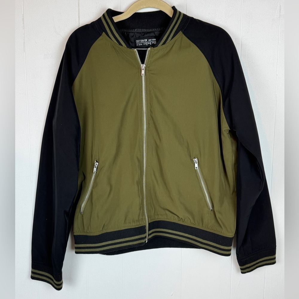 Cotton On Black Olive Bomber Jacket Size 8